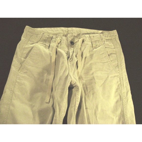 Levis Jeans Womans Capris Small  29 w Cropped Khaki Brown Tan Draw String - Picture 3 of 10